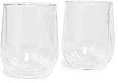 Corkcicle Double Walled Stemless Glass Wine Set, Clear, One Size