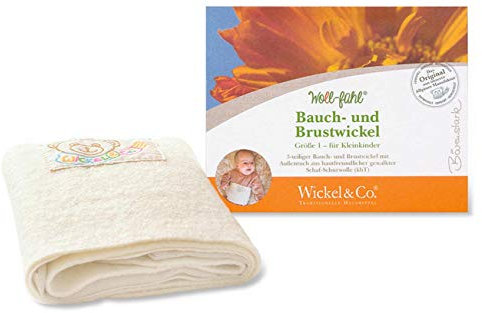 Bauchwickel Brustwickel Schafschurwolle für Kleinkinder, Gr. 1