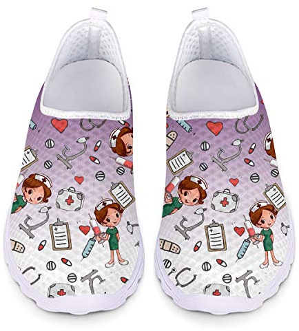 UOIMAG, Zapatos de Enfermera morados, Regalo para Mujer, Zapatos Casuales sin Cordones, Zapatos de Malla Transpirables, Zapatillas Deportivas Planas 36EU