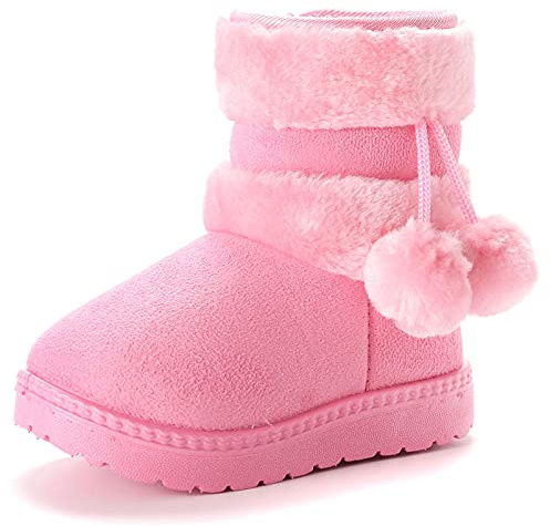 Yeeteepot Bambine e Ragazze Stivali da Neve Calda Stivaletti Rosa 27 EU