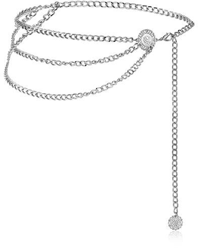 Taillenkette Gürtel Damen Mehrschichtig Bauchkette Gürtel Verstellbare Kettengürtel Körperkette Schmuck (Silber, 51,2 Zoll)