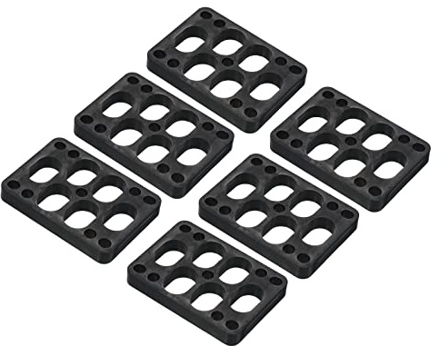 PATIKIL 9.5mm (0.37) Skateboard Riser Imbottiture, 6pz Plastica Longboard Riser Imbottiture Angolato Cuneo Urto Cuscinetti per Skateboard Camion, Nero