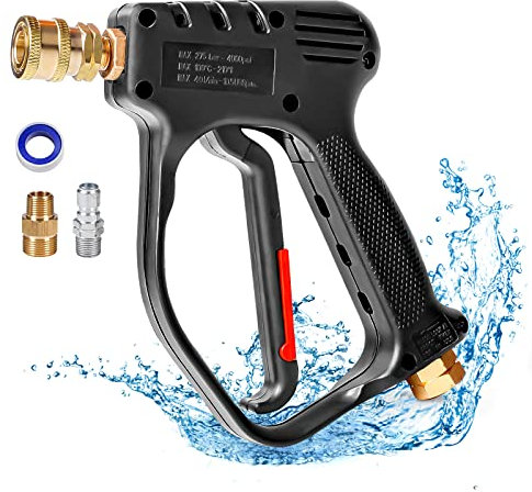 MEKOH Kurze Hochdruckreiniger-Pistole, 4000 PSI Hochleistungs-Waschmaschinen-Sprühpistole, 10,5 GPM Schaumstoffpistole mit 3/8 Zoll Drehgelenk, Schnellanschluss, Hochdruckreiniger-Griff mit M22–14 mm