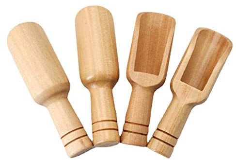4 Pcs Mini Wooden Spoons, Bath Salt Scoops, Mini Bamboo Spoons for Bath Salt, Salt Spoons Natural Scoop for Candy Honey Spices Sugar Tea Powder, Ice Cream