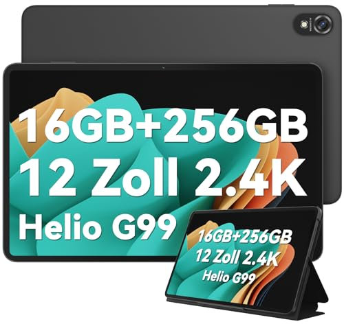 Blackview Tab18 Tablet 12 Zoll, 16GB RAM+256GB ROM(1TB TF), Android 13 Tablet, 2.4K FHD+ Widevine L1, 4G LTE, 5G WiFi, Helio G99 Octa-Core, PC Tablet, 8800mAh 33W, Kamera 16MP+8MP, Face ID, GMS, GPS