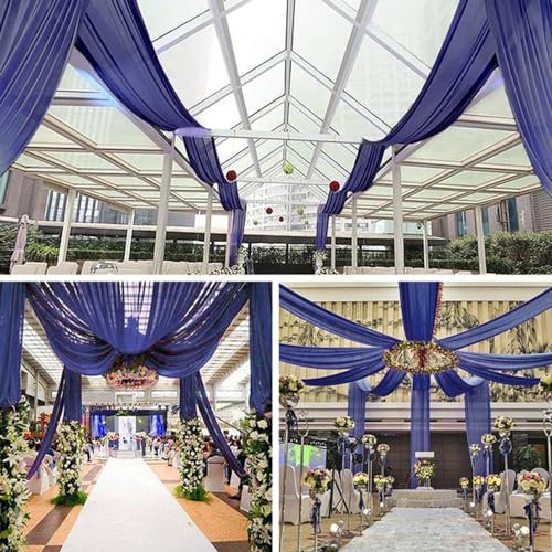 Morbuy Tende da Soffitto Bianche per Matrimoni, Drappeggio di Arco di Nozze, Tulle Bianco Tende per Archi di Nozze in Chiffon per Matrimoni, Fase, Festa (75x300cm,Blu Navy)
