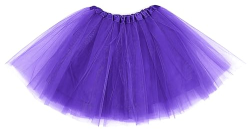 Gonna Tulle Donna Gonna Tutu retrò Gonna Tutu in Tulle a Tre Strati per Adulti con Fodera Gonna in Tulle Viola Anni '80 per Celebrazione di Halloween Rock Party Festival