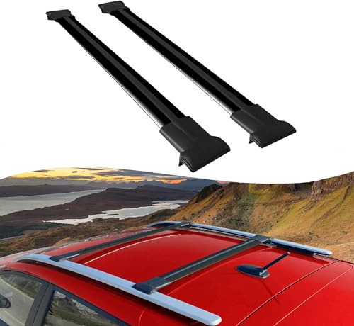 Axenture Roof Rack Cross Bars for Dacia Duster 2018-2023 ; Compatible with Raised Roof Rails and Roof Bars - 2 Pcs Aluminum Rail Carrier (Black)