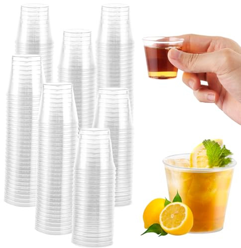 MUXHEL 500 Vasos de Chupito de Plástico, 3 cl/30 ml, Vasos de Plástico Reutilizables, Material PS, Accesorios para Fiestas