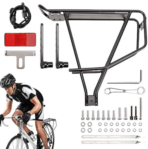 Fahrrad-Heckträger – Mehrzweck-Fahrrad-Heckträger aus Aluminiumlegierung | Schwarzer Fahrradgepäckträger, robuster Fahrrad-Heckträger