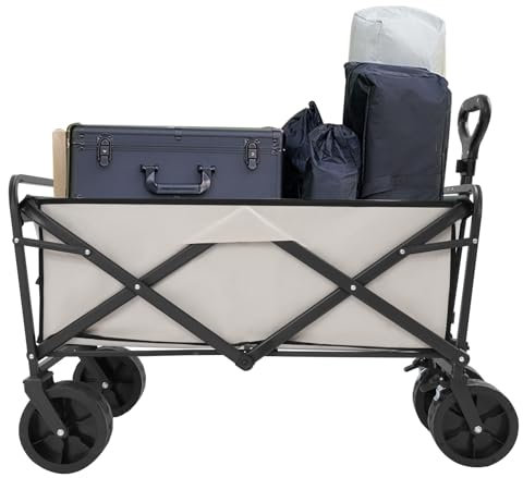 Chariot pliant - Grand camping - Chariot à main pour l'extérieur - Forte capacité de charge - Design réglable - Chariot de jardin tout-terrain - Chariot à main pour l'extérieur