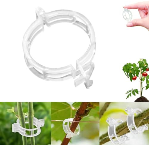 Clip di sicurezza in plastica per piante, clip di supporto per piante riutilizzabili per il giardino, clip di fissaggio per piante pomodori, clip di supporto per tralicci in plastica (Bianco 200 PC)