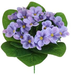 FloristryWarehouse Faux Silk African Violet Flower Bush 18cm/7 Inches Tall Lilac
