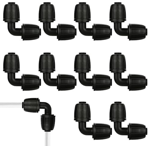 Menibeuty 10PCS Conector de Manguera de Goteo Exudante L Tubo Riego 16mm, Tuberia Goteo 16mm Riegos Exudante, Manguera Riegos Goteo, Codo de Riego para Mangueras Jardín Accesorios de Riego