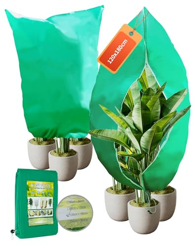 2 PCS Voile Hivernage Plante Exterieur 80g/m² Housse Hivernage Plante 180x120cm Protection Plantes Exterieur Hiver pour Citronnier Olivier Réutilisable avec Cordon de Serrage Avec Cordon de Serrage