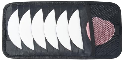 CREATCABIN Étui CD Noir pour Voiture Organisateur de Pare Soleil Multifonction avec 12 Pochette de Rangement pour DVD 1 Poches en Filet 1 Porte Stylos et Une Sangle Élastique 32x15.3cm