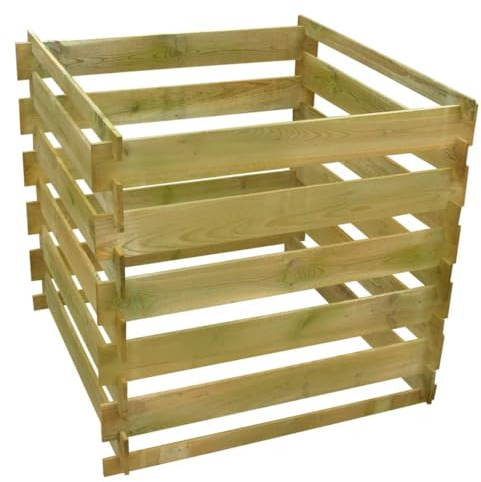 Generico Bidone per Compost a Doghe 0,54 m3 in Legno Quadrato,Marrone,17.1kg,41656