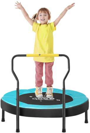 SONGMICS Mini Trampoline, 3 ft, 91.4 cm Dia., with Handlebar, Steel Legs