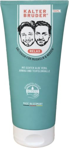 Kall bror®-kylgel för restless ben & polyneuropati | Snabb smärtlindring och regenerering | Med äkta aloe vera, arnika, mentol, kamfer och djävulsklo (150 ml rör)