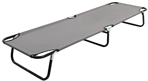 Runheo Sdraio pieghevole grigio in acciaio, pieghevole e regolabile con 3 gambe, tessuto in poliestere 600D resistente alle intemperie, schienale ergonomico, ideale per giardino, campeggio, terrazza e