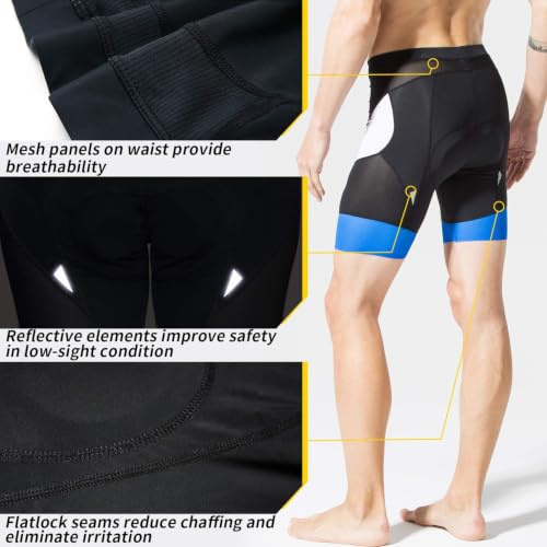 Souke Sports Cycling Shorts Men's 4D Padded for Road Bike Black/Blue