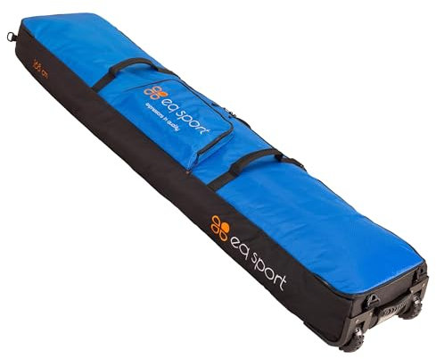 EQ SPORT Gepolsterte Snowboardtasche mit Rollen für Flugreisen (168), wasserdichte Roller Snowboard Tasche, Rollup Space Saver, inklusive Stiefeltasche für Herren/Damen (Blau, 168cm)