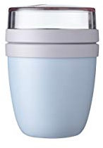 Mepal Müslibecher to go, Klein, praktischer Joghurtbecher to go - Unterteilung für Joghurt & Müsli - Geeignet für Gefrierschrank, Mikrowelle & Spülmaschine - 300 ml + 120 ml - Old Nordic blue