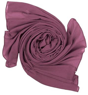 KAV Women Plain Elegant Chiffon Head Scarf Hijab - Silk Changer and Color Turban Light Large Maxi Hair Wrap Cover for Girls - Shawl Head Piece (Dark Plum)