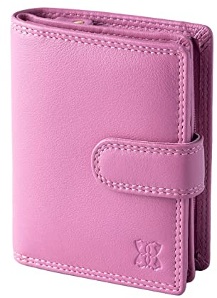 Lakeland Leather Ladies Small Leather Tab Purse in Soft Pink Mauve