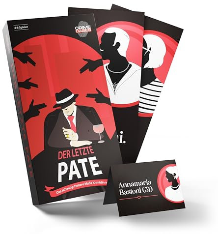 CRIMECASES Krimidinner für 4-6 Spieler: Der letzte Pate | Das schaurig-heitere Mafia Krimi Dinner für 4 bis 6 Personen | Mörderische Dinnerparty ab 14 Jahren