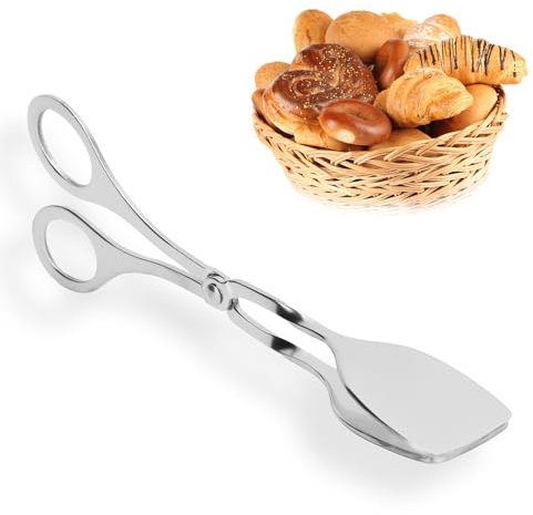 Tissting Pinza per Insalata in Acciaio Inossidabile 18cm/7.1 Pollici - Pinza Multifunzione per Cucina, Barbecue, Buffet, Ideale per Pane, Insalata Torte Bistecche,Design Ergonomico e Facile da Pulire