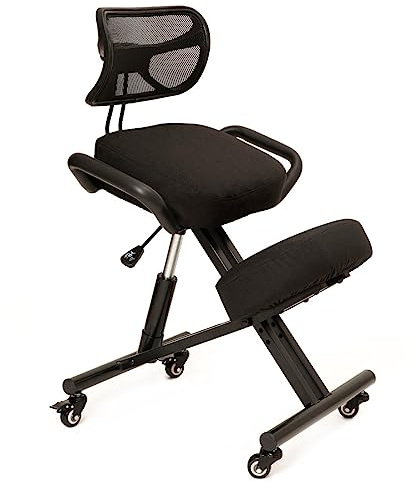 BLACK POINT Ergonomischer Kniestuhl O'KNEEL für Zuhause und Büro (Enthalten ist EIN schwarzer Leinenbezug) bürostuhl ergonomisch