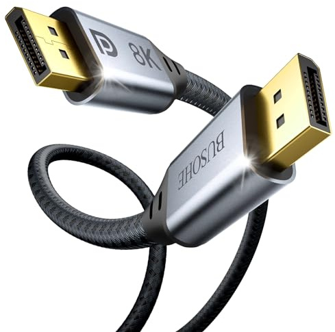 BUSOHE 8K Cable DisplayPort 1.4 1M, 8K Cable DP 1.4 (8K@60Hz, 4K@144Hz, 2K@240Hz) Soporta 32.4Gbps, HDR, FreeSync, G-Sync, DP a DP Cable Compatible con Gaming, Monitor, Tarjeta Gráfica, PC