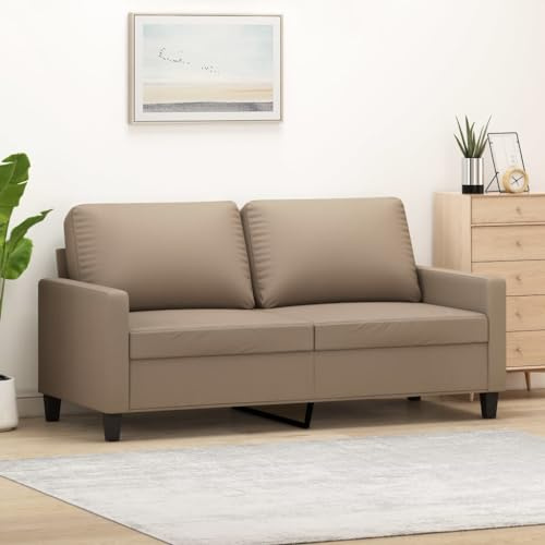 Gecheer Sofá de 2 plazas Cappuccino de 140 cm, sofás de 2 plazas, sofá de 2 plazas moderno, sofá acolchado, sofá cama, sofá para salón o oficina, moderno, sofá de piel sintética
