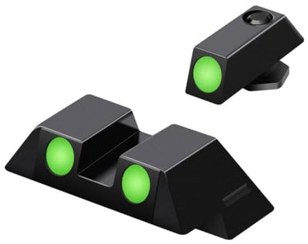 HOUSON Green Dot Visier, Leuchtpunktvisier Nachtsichter Vorder- und Rückvisier-Set Leuchtet im Dunkeln für Glock 17/19/22/23/24/26/27/33/34/35