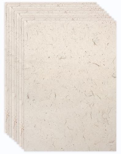 Anvin A4 Natural Mulberry Paper 50 Sheets Visible Leaves Fiber Rice Paper Printable Decoupage Tissue Paper Sheets for Writing, Painting, Card Making, DIY Crafts(21x29.7cm, Semi Transparent Jute)