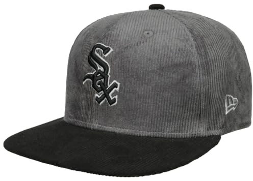 New Era 59Fifty Cord White Sox KepsEra Herrar - keps i manchestertyg basebollkeps flat brim hatt med skärm, Sluten på baksidan Vinter Höst Vår Sommar Sommar-Vinter - 7 3/8 (58,7 cm) grå-svart