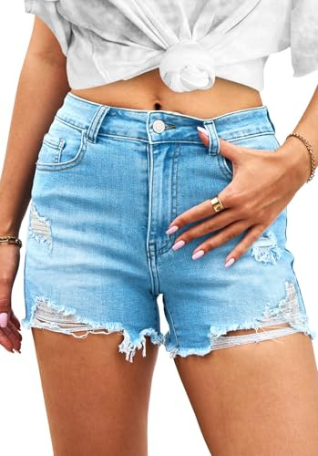 Hocaies Dam denim shorts dam jeansshorts korta byxor lediga hög midja jeans med ficka ribbade jeansshorts hotpants för sommar