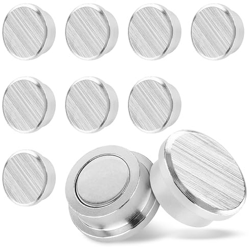 Poppstar 10 neodymiummagneter skrivform Ø 22 mm, höjd 9 mm, extra starka, vidhäftningskraft upp till 7 kg, silver