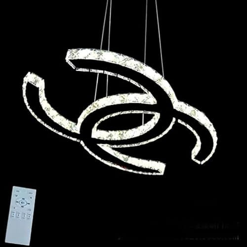MTMHFPER Lámpara de araña de cristal de lujo moderna, lámpara de techo LED y brillo y temperatura de color ajustables, hebilla de acero inoxidable incorporada para elegancia contemporánea (corona 35 x