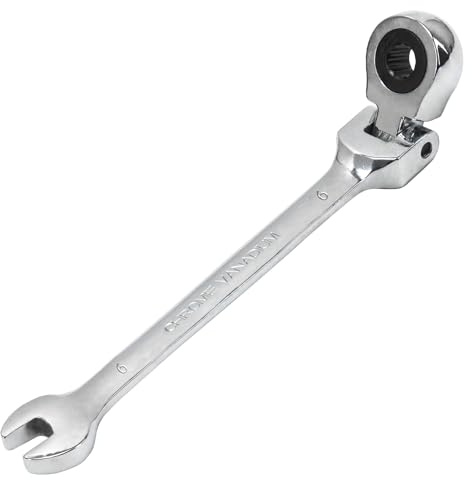 Clé Mixte à Cliquet 6 mm,Cle à Fourche Avec Fonction Design Industriel à Double Usage (72 Ddents, Acier au Chrome Vanadium)