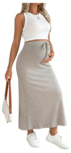 MakeMeChic Women's Maternity Summer Two Piece Set Sleeveless Tank Tops and Midi Skirt Rib Knit Casual Outfit Multicolor Small