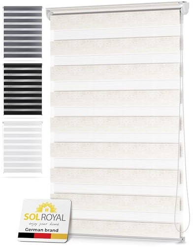 Sol Royal Tenda a Rullo Doppio Strato per finestre - SolDecor DL2 70x220 Installazione Senza Trapano - Veneziana avvolgibile - Effetto Lino