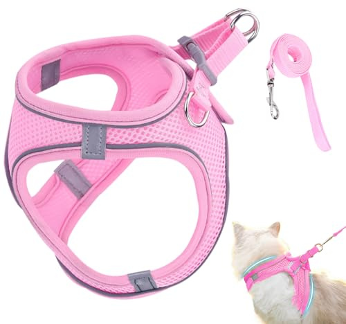 Arnés Antifugas para Gatos,Arnés con Correa para Gatos - Chaleco Pequeño Mediano Entrenamiento Mochilero Exterior Suministros Mascotas