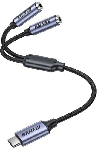 BENFEI Splitter audio USB C a doppio jack 3,5 mm, adattatore per cuffie per 2 persone, compatibile con iPhone 16/15 Pro Max/Pro/Plus, Samsung GalaxyS23/S22, iPad Pro, MacBook e altri dispositivi