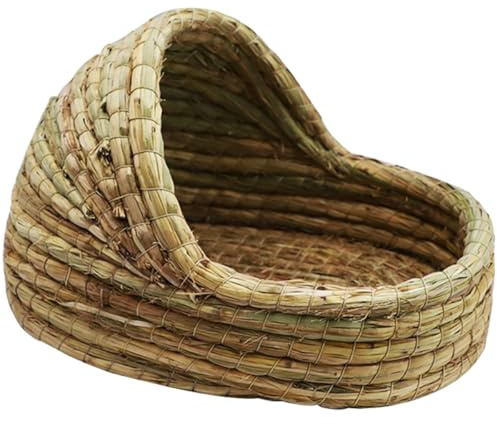 RUNROTOO Cuccia in Paglia per Piccoli Animali come Criceti e Conigli, Protezione Naturale e Miglioramento del Sonno, Colore Verde, per Ambienti Domestici
