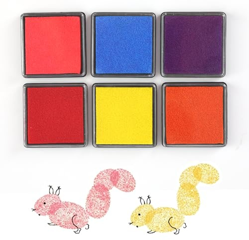 Tampons Encreurs Lot de 6, Encre à Base d’Eau Lavable, Couleurs Vives, sans Acide, pour Scrapbooking, Loisirs Créatifs et Artisanat