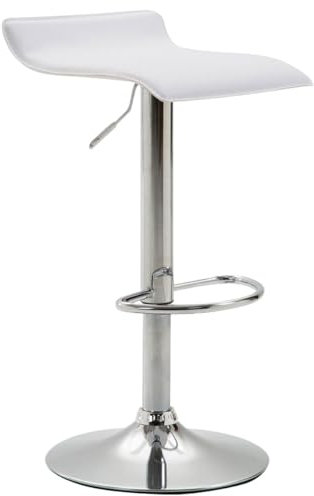 CLP Barhocker Dyn V2 mit Kunstlederbezug I Thekenhocker Mit Fußstütze I Tresenhocker Mit Trompetenfuß I Barstuhl Höhenverstellbar, Farbe:weiß, Gestell Farbe:Chrom