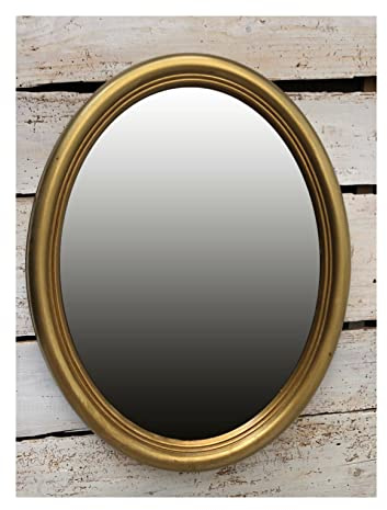 Generisch Specchio da parete oro ovale con cornice decorata stile barocco shabby chic, 46 x 36 cm, stile rustico 52SP