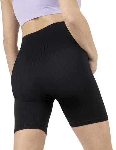 MOMO WAY Cykelbyxor Dam Korta Sportbyxor Leggings för Fitness Gym Cykel eller Allatag Perfekt som Yogabyxor och Joggingbyxor Storlek S Svart